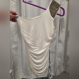 Studio Y One-Shoulder Top in Cream with Embellished Detail